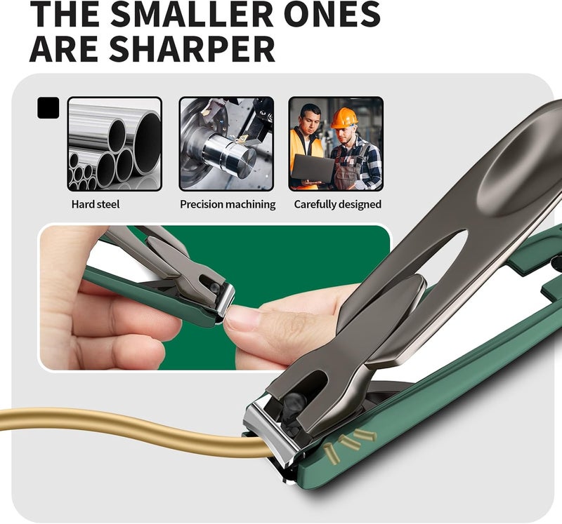 VANWIN Nail Clippers for Men with Catcher, 2-Pack Large & Small Anti-Splash Nail Clippers for Fingernails & Toenails, Sharp Stainless Steel Heavy-Duty Self-Collecting Nail Cutter for Men Women - Image 4